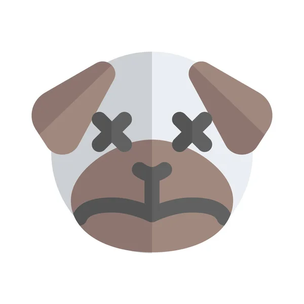 Ontspannen Neutrale Pug Hond Gezichtsuitdrukking Emoticori — Stockvector