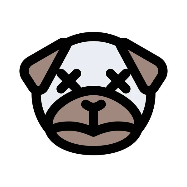 Relaxado Neutro Pug Cão Expressão Facial Emoticori —  Vetores de Stock