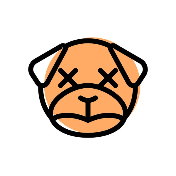 Relaxovaný Neutrální Pug Dog Výraz Obličeje Emoticori — Stockový vektor