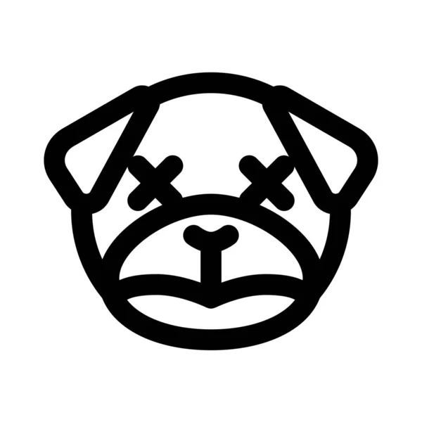 Relaxado Neutro Pug Cão Expressão Facial Emoticori —  Vetores de Stock