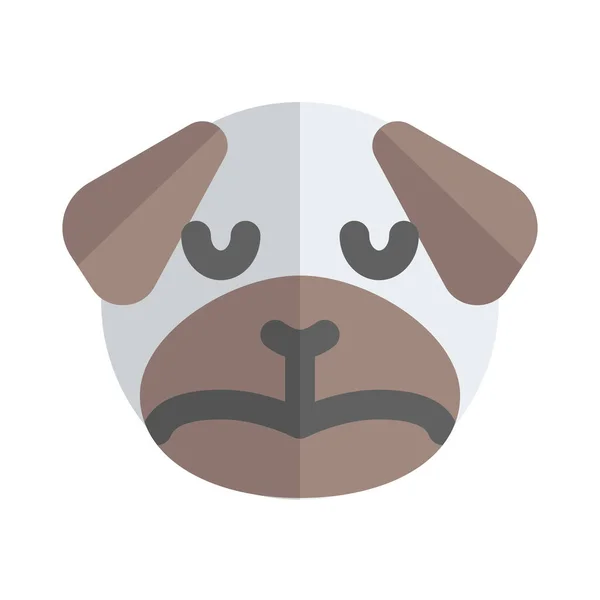 Triste Cara Pug Cão Com Olhos Emoji Fechado — Vetor de Stock