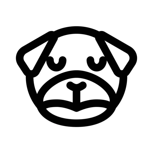 Triste Cara Pug Cão Com Olhos Emoji Fechado —  Vetores de Stock