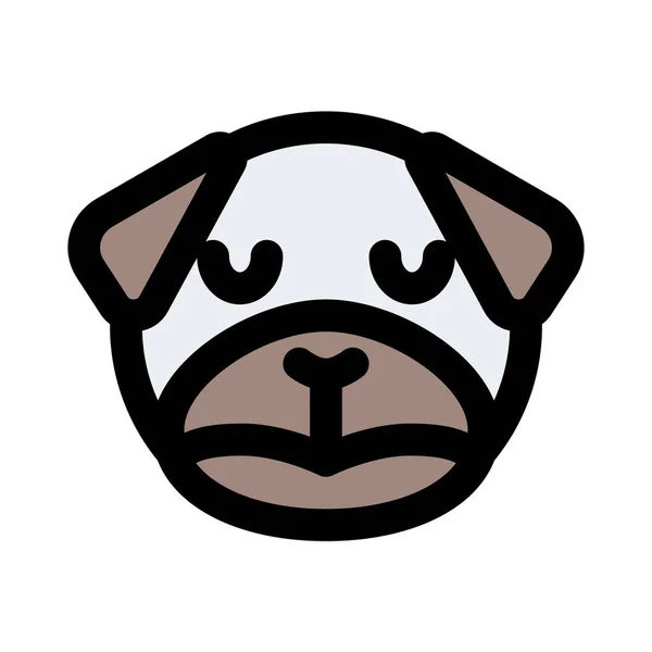 Droevige Gezicht Pug Hond Met Ogen Dicht Emoji — Stockvector