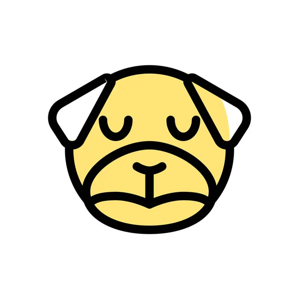 Triste Cane Carlino Faccia Con Gli Occhi Chiusi Emoji — Vettoriale Stock