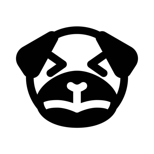 Triste Pug Cão Squint Olhos Emoticon Expressão Facial —  Vetores de Stock