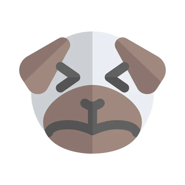 Triste Pug Cão Squint Olhos Emoticon Expressão Facial — Vetor de Stock