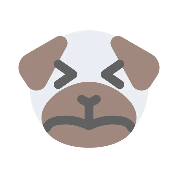 Triste Pug Perro Entrecerrar Los Ojos Emoticono Expresión Facial — Vector de stock