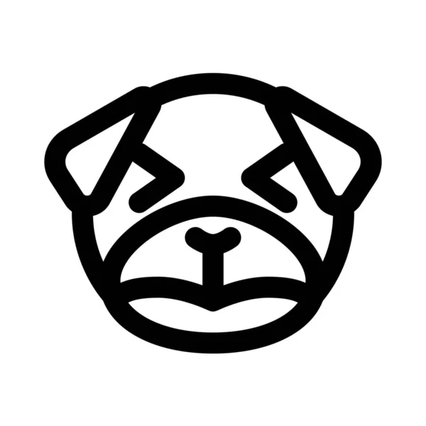 Triste Pug Cão Squint Olhos Emoticon Expressão Facial —  Vetores de Stock
