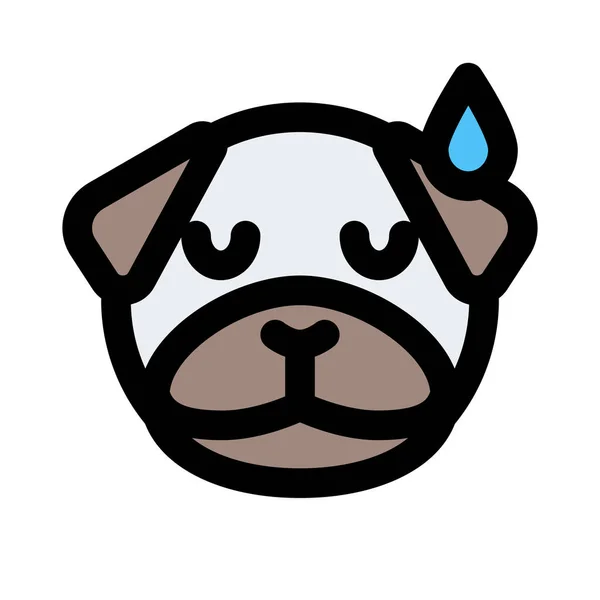 Perro Pug Cansada Expresión Facial Con Sudor Frío — Vector de stock