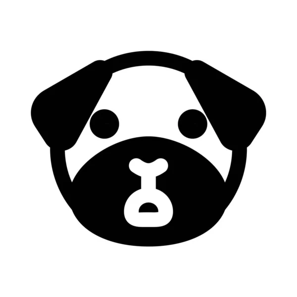 Emoticon Cão Pug Expressão Choque Com Boca Aberta Larga —  Vetores de Stock