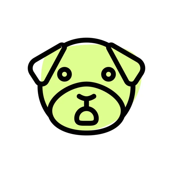 Shock Expressie Pug Hond Emoticon Met Brede Open Mond — Stockvector