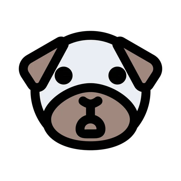 Shock Uttryck Pug Hund Emoticon Med Vidöppen Mun — Stock vektor