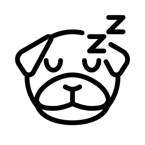 Schlafender Mops Hund Emoticon Bildliche Darstellung Auf Messenger Geteilt — Stockvektor