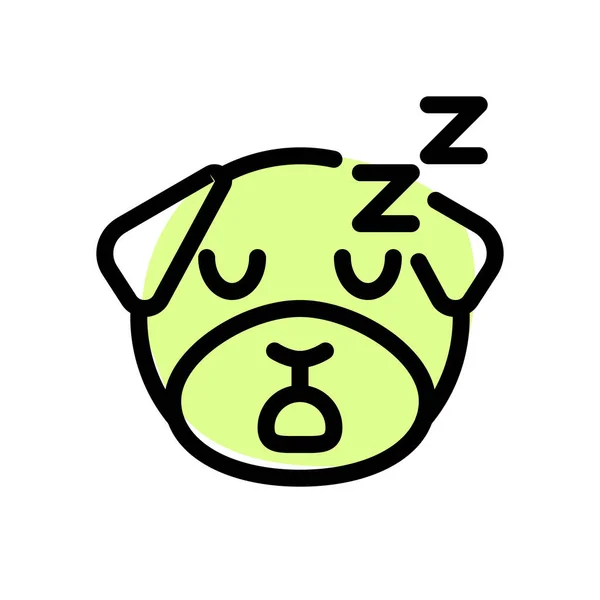 Sleeping Pug Dog While Snoring Emoticon Shared Messenger — 스톡 벡터