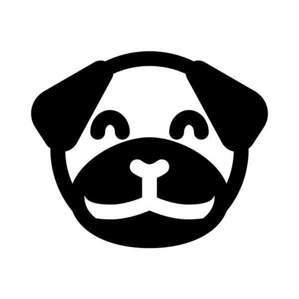 Happy Smiling Pug Dog Face Eyes Closed Emoji — Stock Vector