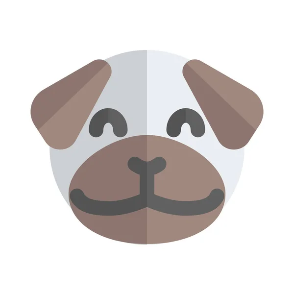 Feliz Cara Perro Pug Sonriente Con Los Ojos Cerrados Emoji — Vector de stock