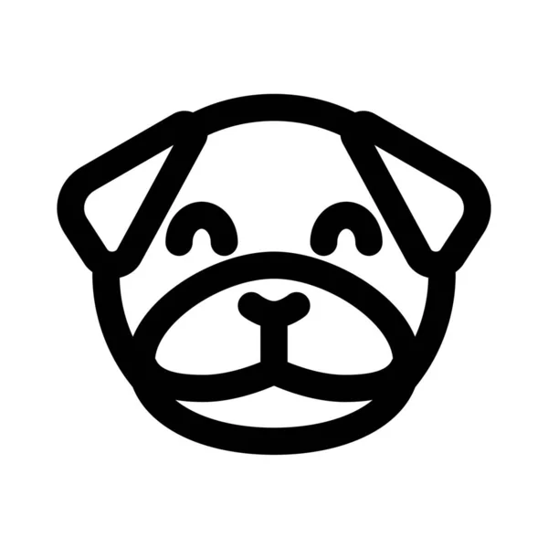 Glad Leende Mops Hund Ansikte Med Stängda Ögon Emoji — Stock vektor