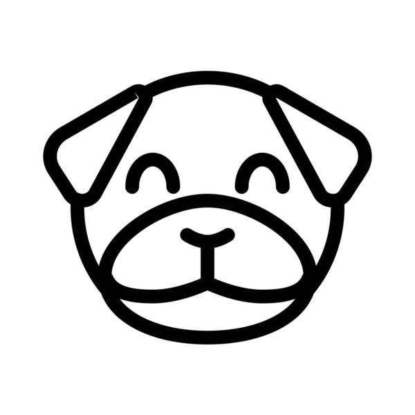 Happy Smiling Pug Dog Face Eyes Closed Emoji — 스톡 벡터