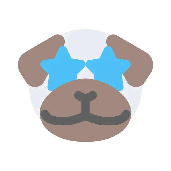 Estrella Pegada Los Ojos Perro Pug Emoticono — Vector de stock