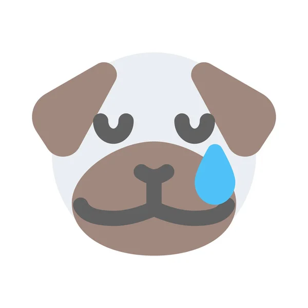 Pug Cão Chorando Representação Pictórica Com Lágrimas Fluindo — Vetor de Stock