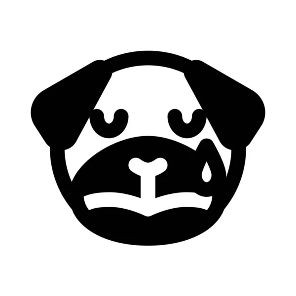 Pug Cão Chorando Representação Pictórica Com Lágrimas Fluindo —  Vetores de Stock