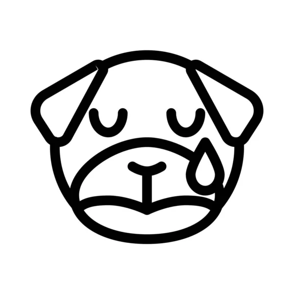 Perro Pug Llorando Representación Pictórica Con Lágrimas Que Fluyen — Archivo Imágenes Vectoriales