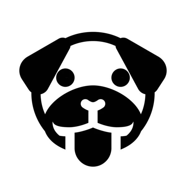 Lengua Perro Pug Emoji Sobresaliente Burlón Divertido — Vector de stock