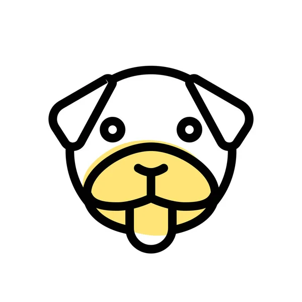 Mops Hundezunge Ragt Emoji Heraus Spöttisch Und Lustig — Stockvektor