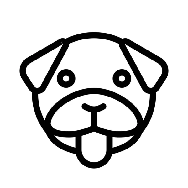 Lengua Perro Pug Emoji Sobresaliente Burlón Divertido — Vector de stock