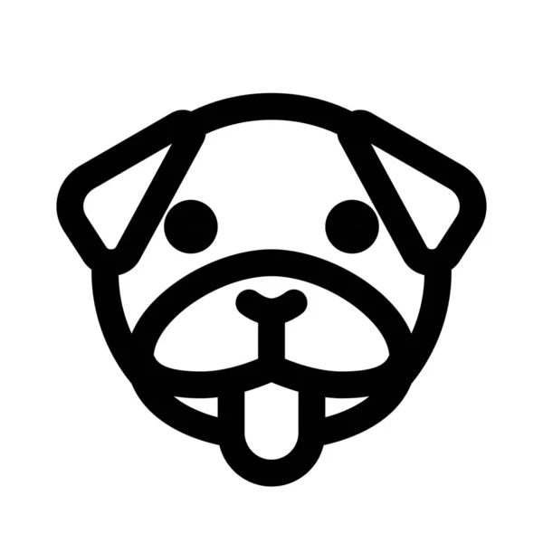 Pug Dog Dili Sıkışmış Emoji Alaycı Komik — Stok Vektör