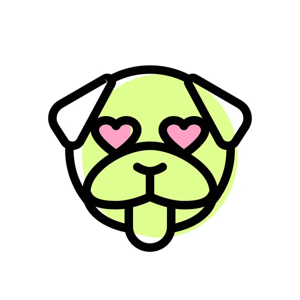 Happy Pug Hond Met Hart Ogen Tong Out Emoji — Stockvector