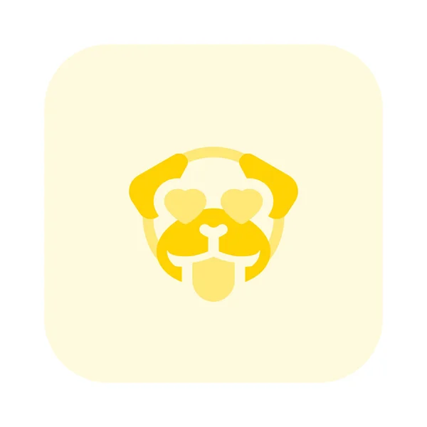 Happy Pug Hond Met Hart Ogen Tong Out Emoji — Stockvector