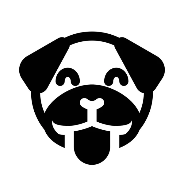 Cara Cão Pug Sorridente Feliz Com Emoji Língua Out — Vetor de Stock