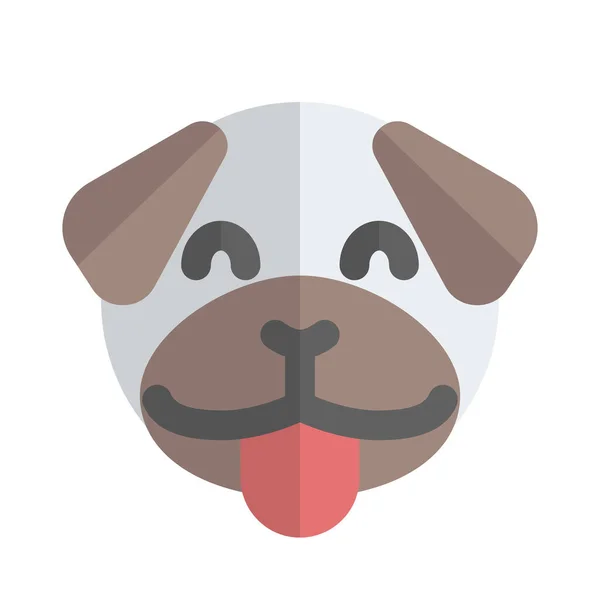 Cara Cão Pug Sorridente Feliz Com Emoji Língua Out —  Vetores de Stock