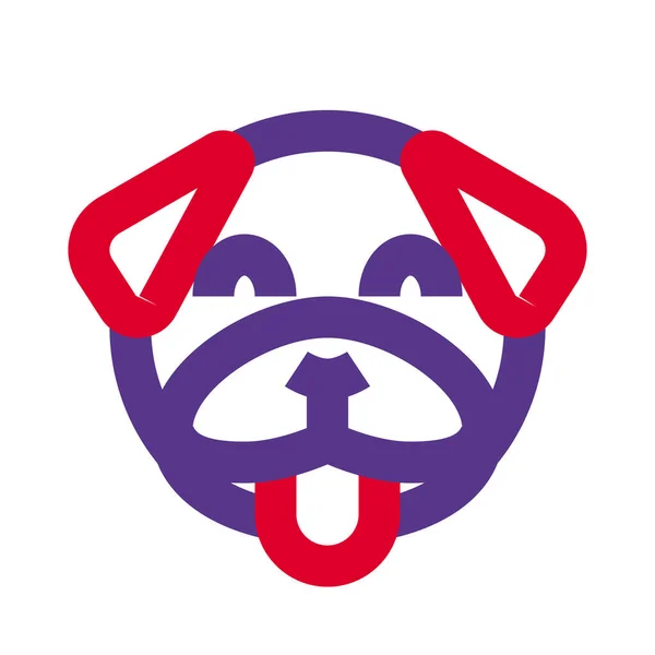 Щасливий Усміхнений Мопс Собака Обличчя Язиком Емодзі — стоковий вектор