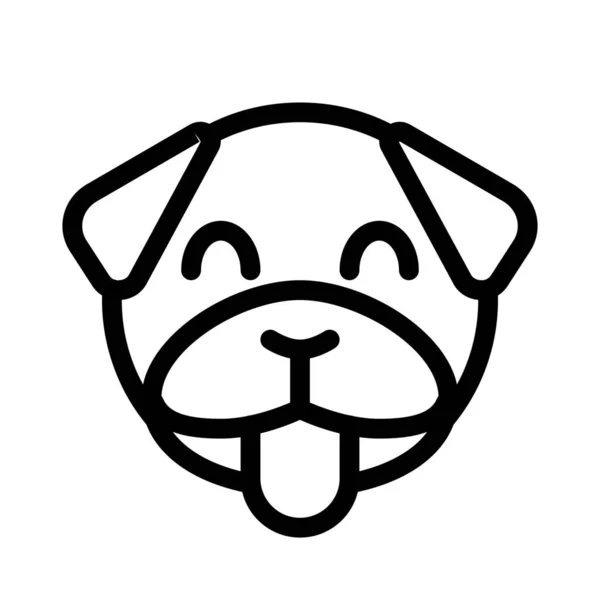 Cara Cão Pug Sorridente Feliz Com Emoji Língua Out — Vetor de Stock