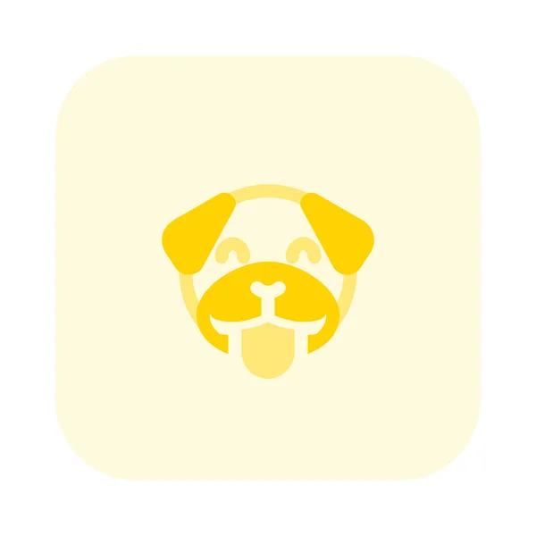 Joyeux Sourire Chiot Visage Chien Avec Emoji Langue Out — Image vectorielle