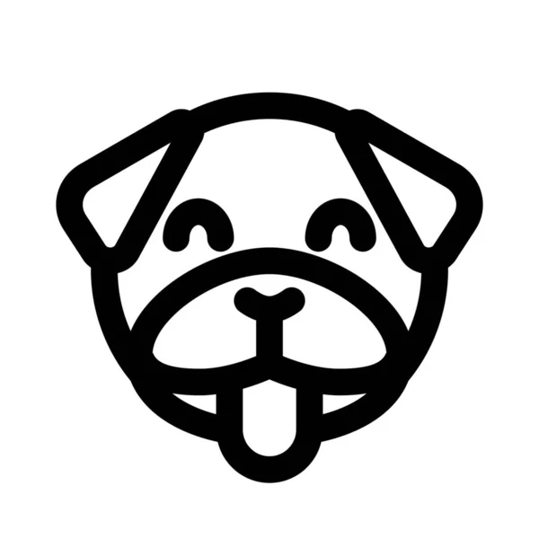 Gelukkig Glimlachend Pug Hond Gezicht Met Tong Out Emoji — Stockvector