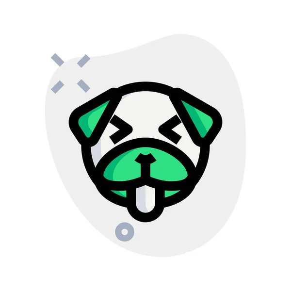 Pug Squint Cão Expressão Facial Emoticon Língua Out —  Vetores de Stock