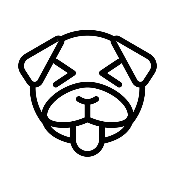Pug Dog Squint Tongue Out Emoticon Facial Expression — 스톡 벡터