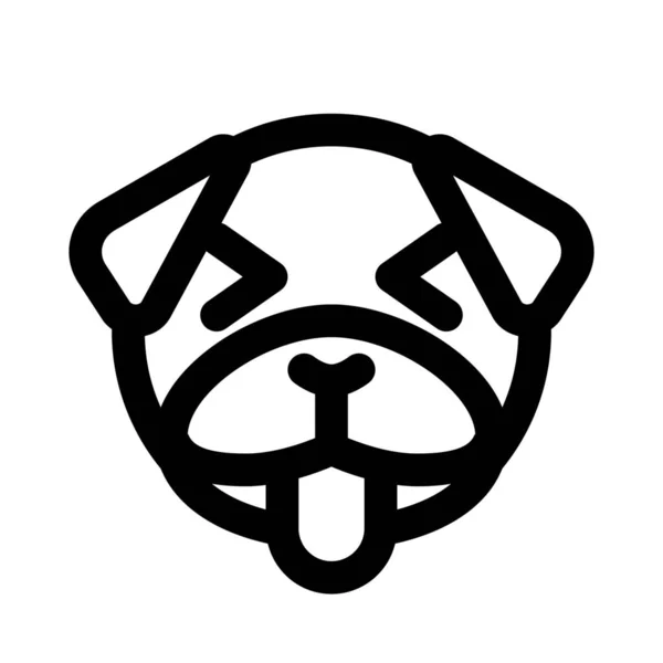 Pug Σκυλί Squint Και Γλώσσα Out Emoticon Έκφραση Του Προσώπου — Διανυσματικό Αρχείο