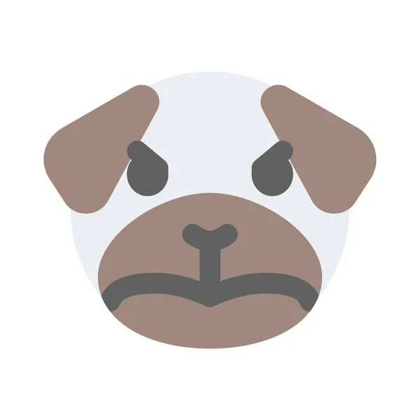 Bouleversé Chiot Emoji Avec Visage Colère Sourcils Levés — Image vectorielle
