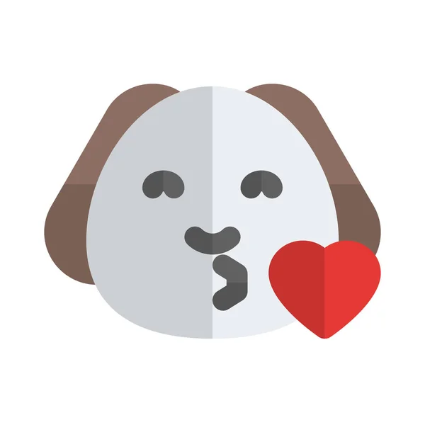 Nternette Paylaşılan Kalple Üfleyen Köpek Emojisi — Stok Vektör
