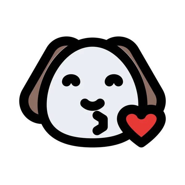 Szczeniak Emoji Wieje Pocałunek Sercem Dzielone Internecie — Wektor stockowy