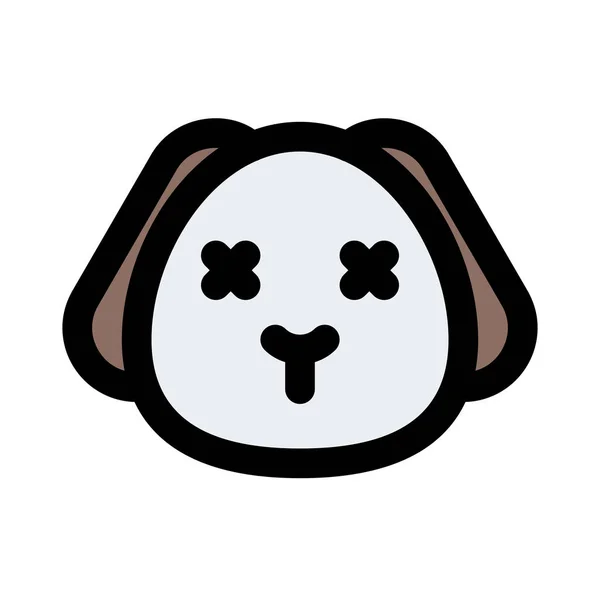Cãozinho Sem Boca Com Olhos Cruzados Emoji Mídias Sociais — Vetor de Stock