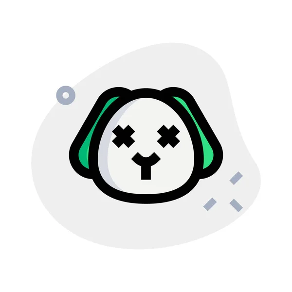 Mondloze Puppy Met Ogen Gekruist Emoji Social Media — Stockvector