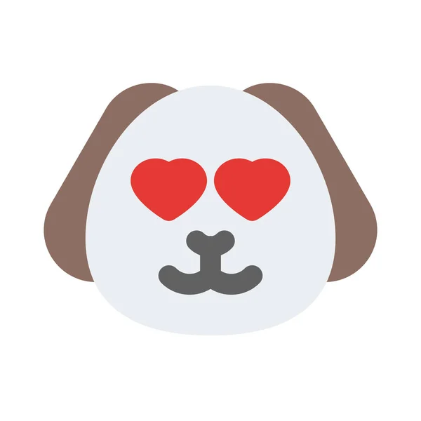 Filhote Cachorro Feliz Romântico Com Olhos Coração Amor Emoji —  Vetores de Stock