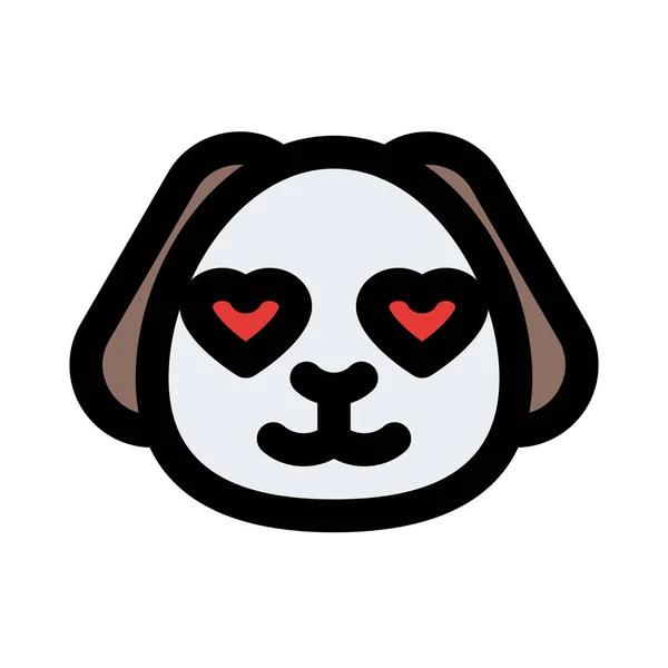Romantische Glückliche Welpen Mit Herzaugen Liebe Emoji — Stockvektor