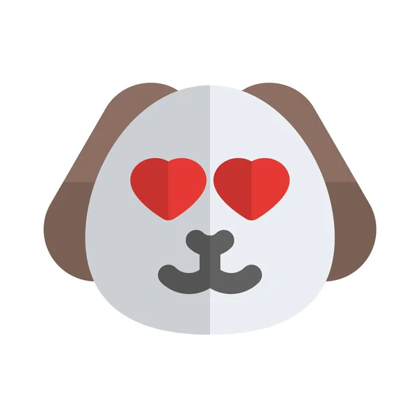 Filhote Cachorro Feliz Romântico Com Olhos Coração Amor Emoji —  Vetores de Stock