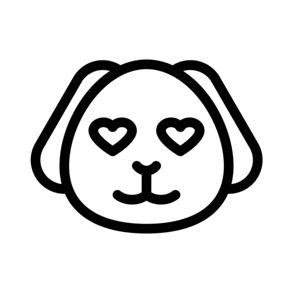 Filhote Cachorro Feliz Romântico Com Olhos Coração Amor Emoji — Vetor de Stock